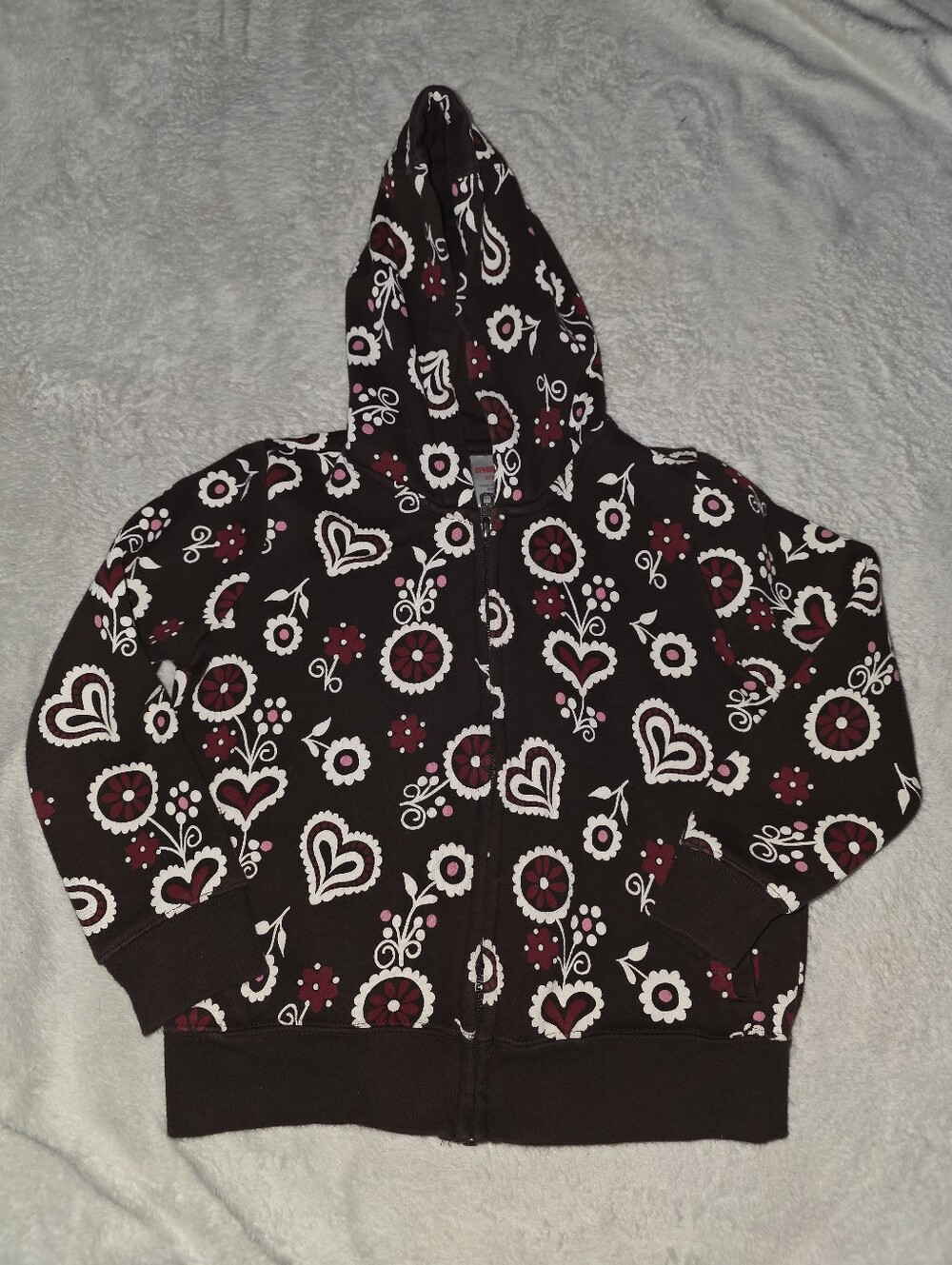 Gymboree Girls Fleece Brown Zip Up Hoodie Sweatshirt Size S 5/6